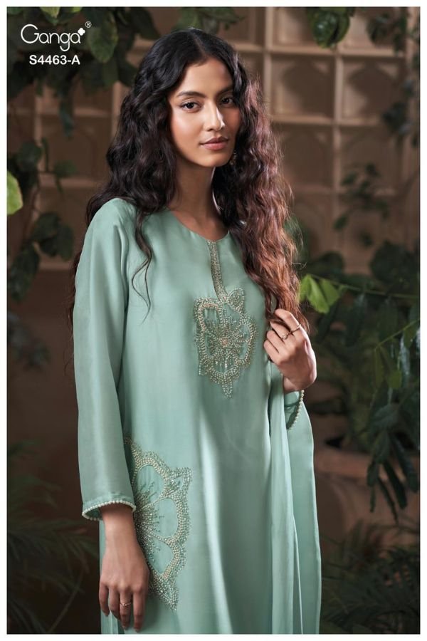 Ganga Fashion Aivoria S4463 Silk Satin Ladies Suit S4463-A