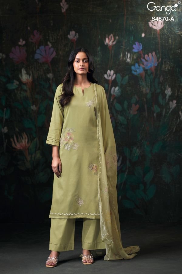 Ganga Fashion Amary S4870 Cotton Satin Suit S4870-A