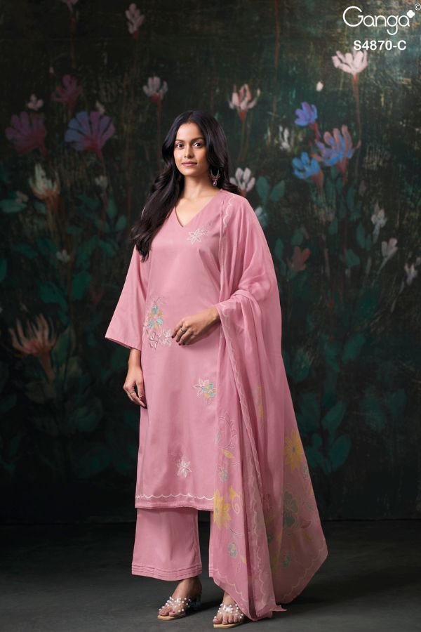 Ganga Fashion Amary S4870 Cotton Satin Suit S4870-C