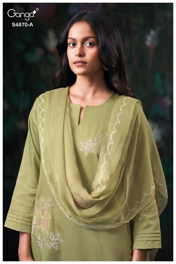 Ganga Fashion Amary S4870 Cotton Satin Suit S4870-A