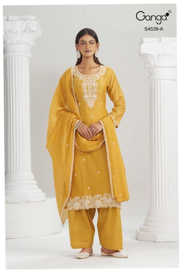 Ganga Fashion Aparna S4539 Banarasi Mul Suit S4539-A