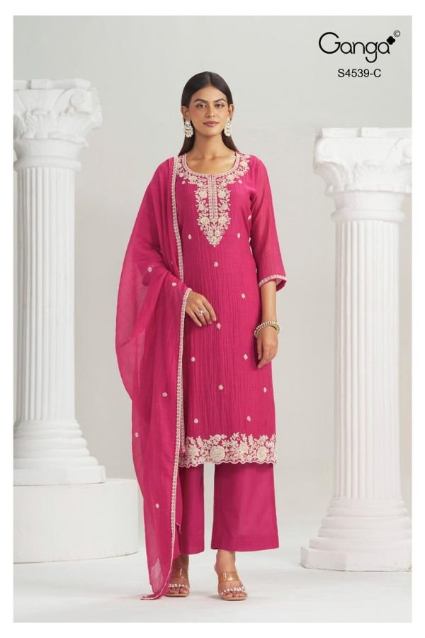 Ganga Fashion Aparna S4539 Banarasi Mul Suit S4539-C