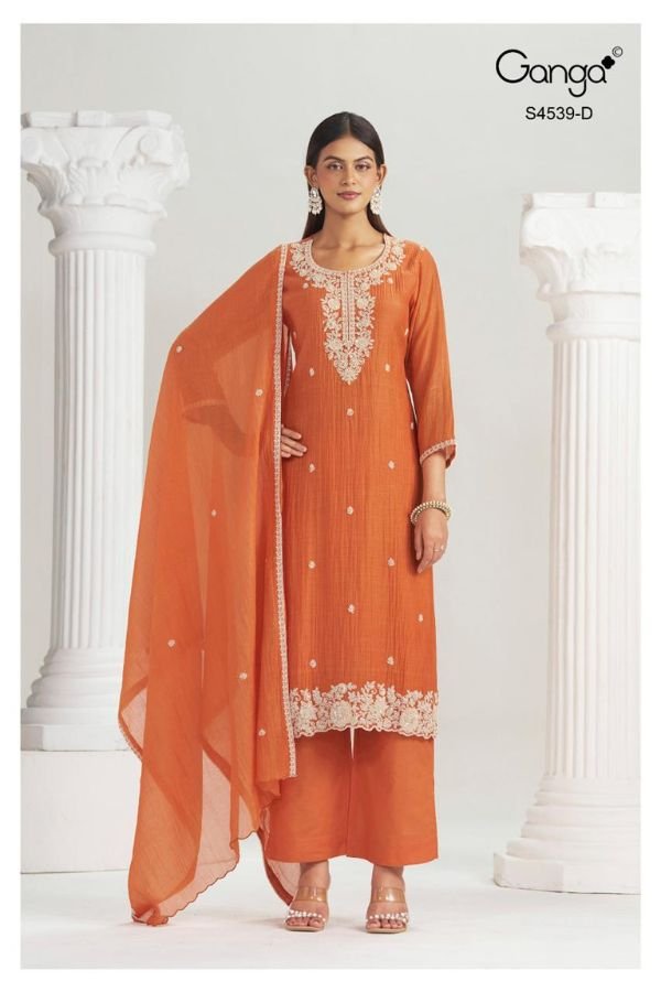 Ganga Fashion Aparna S4539 Banarasi Mul Suit S4539-D