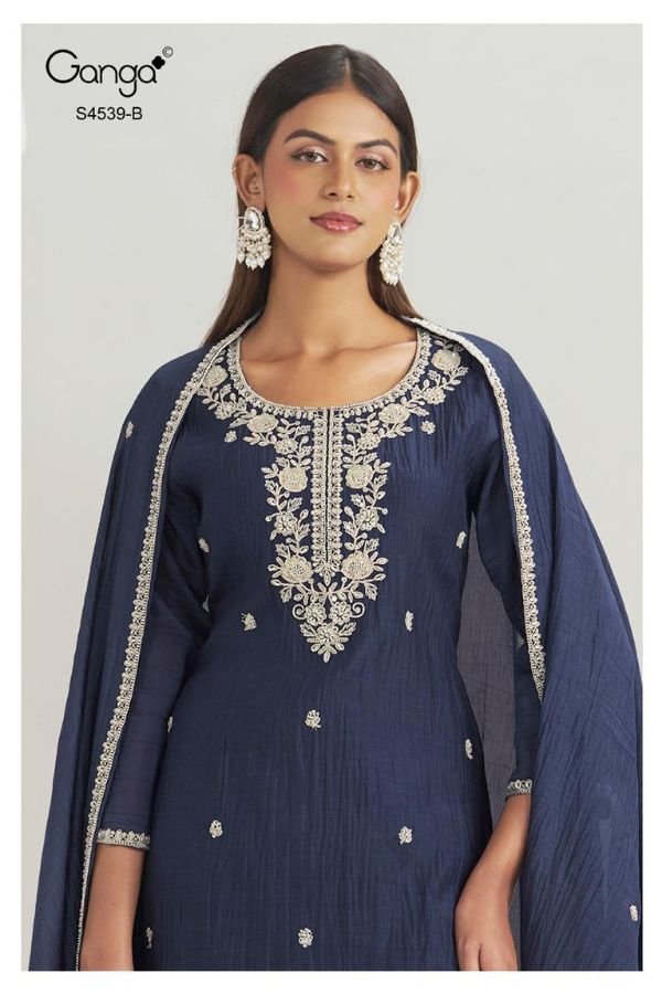 Ganga Fashion Aparna S4539 Banarasi Mul Suit S4539-B
