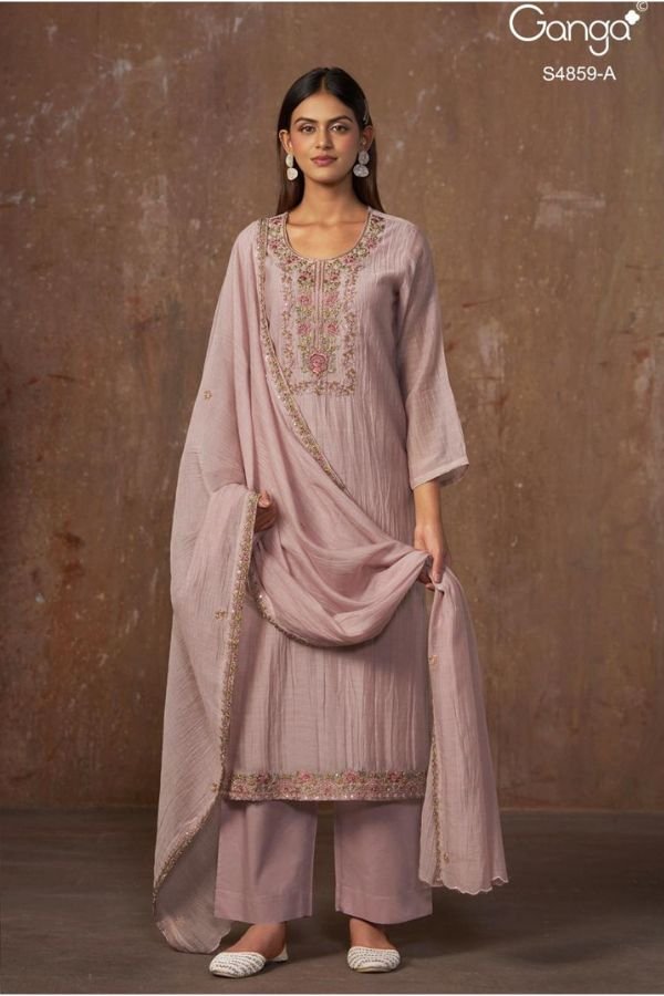 Ganga Fashion Bhakti S4859 Banarasi Mul Suit S4859-A
