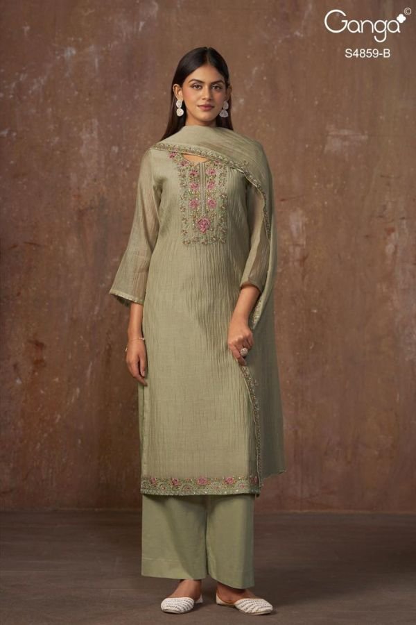 Ganga Fashion Bhakti S4859 Banarasi Mul Suit S4859-B
