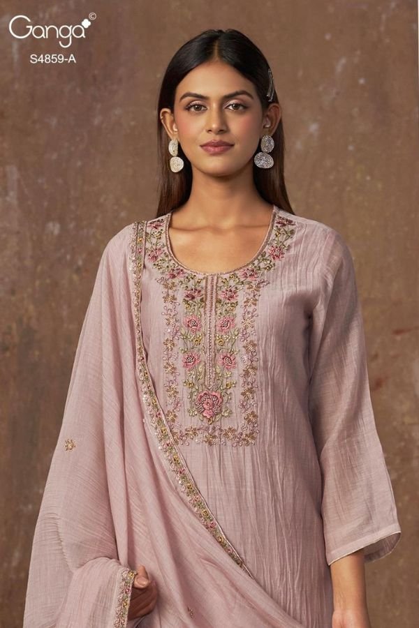 Ganga Fashion Bhakti S4859 Banarasi Mul Suit S4859-A