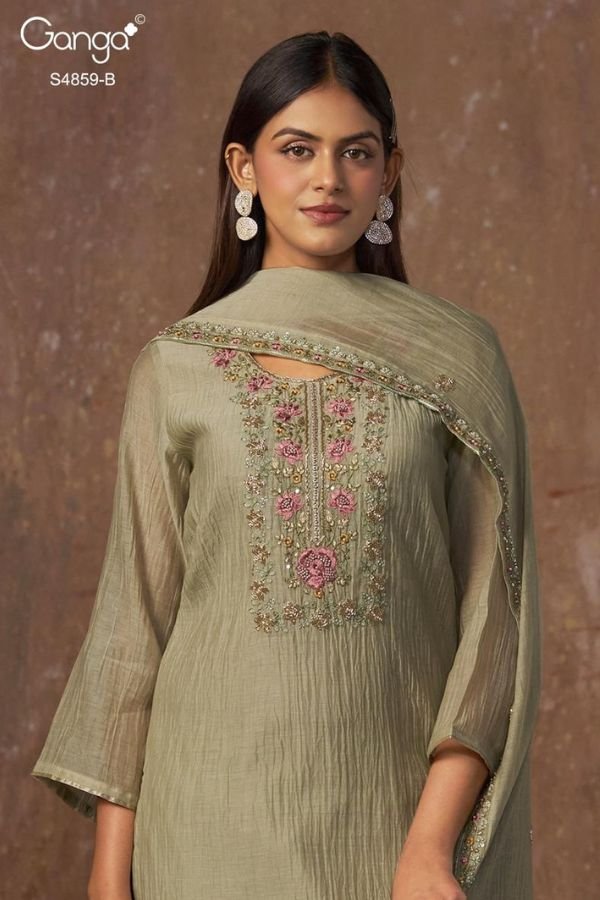 Ganga Fashion Bhakti S4859 Banarasi Mul Suit S4859-B