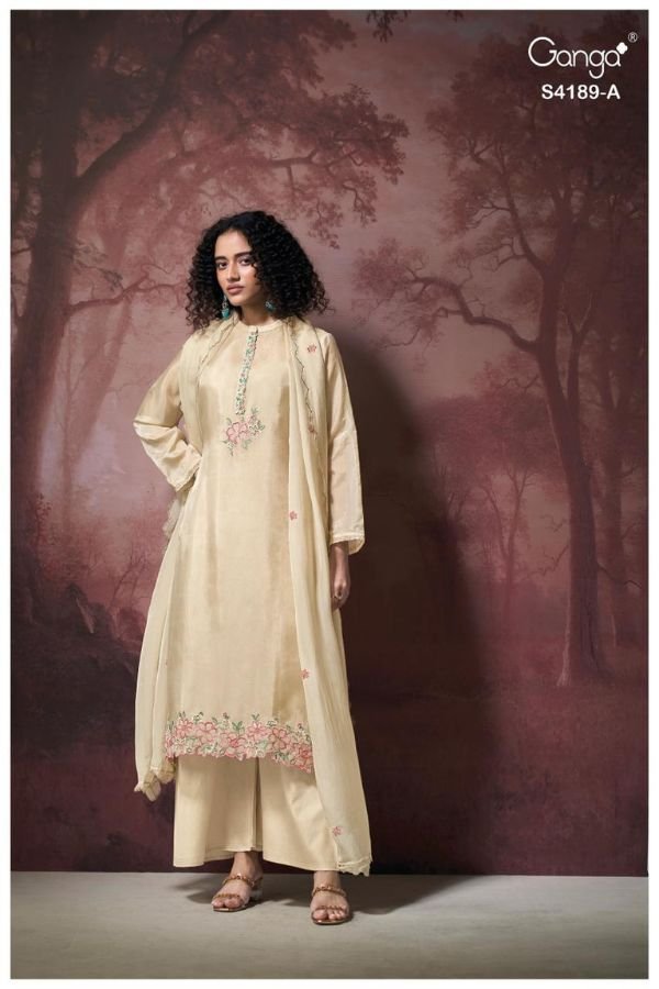 Ganga Fashion Caysa S4189 Silk Satin Ladies Suit S4189-A