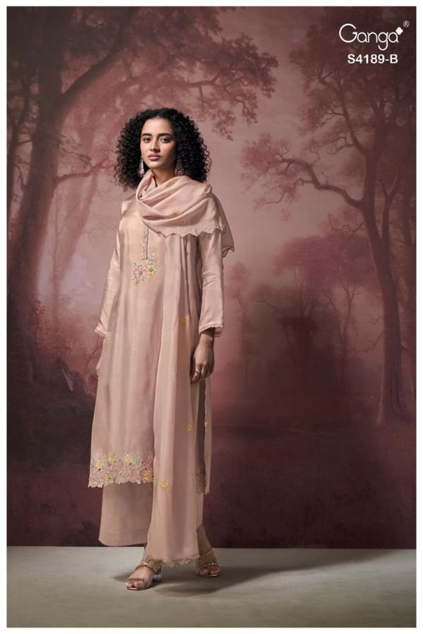 Ganga Fashion Caysa S4189 Silk Satin Ladies Suit S4189-B