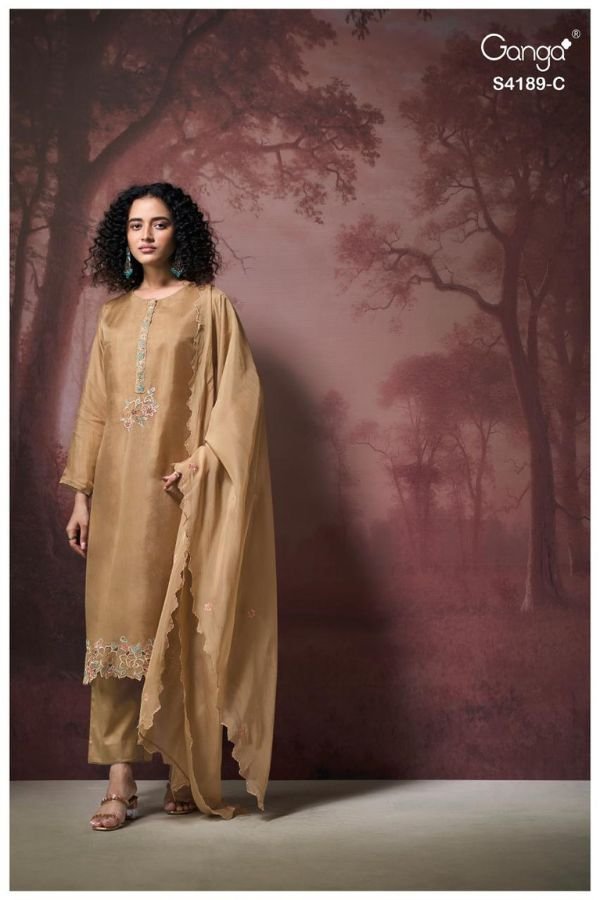 Ganga Fashion Caysa S4189 Silk Satin Ladies Suit S4189-C