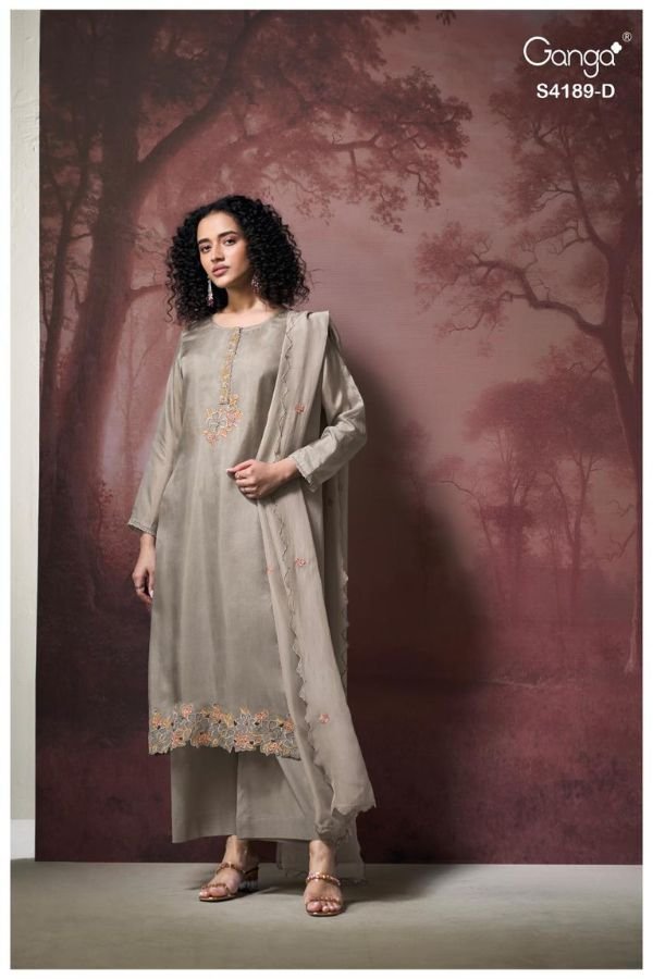 Ganga Fashion Caysa S4189 Silk Satin Ladies Suit S4189-D