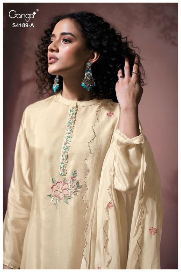 Ganga Fashion Caysa S4189 Silk Satin Ladies Suit S4189-A