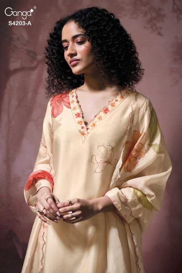 Ganga Fashion Ekthara S4203 Silk Satin Ladies Suit S4203-A