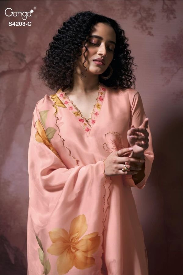 Ganga Fashion Ekthara S4203 Silk Satin Ladies Suit S4203-C