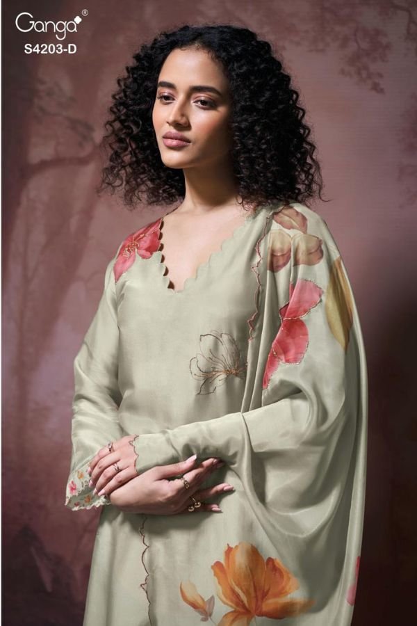 Ganga Fashion Ekthara S4203 Silk Satin Ladies Suit S4203-D