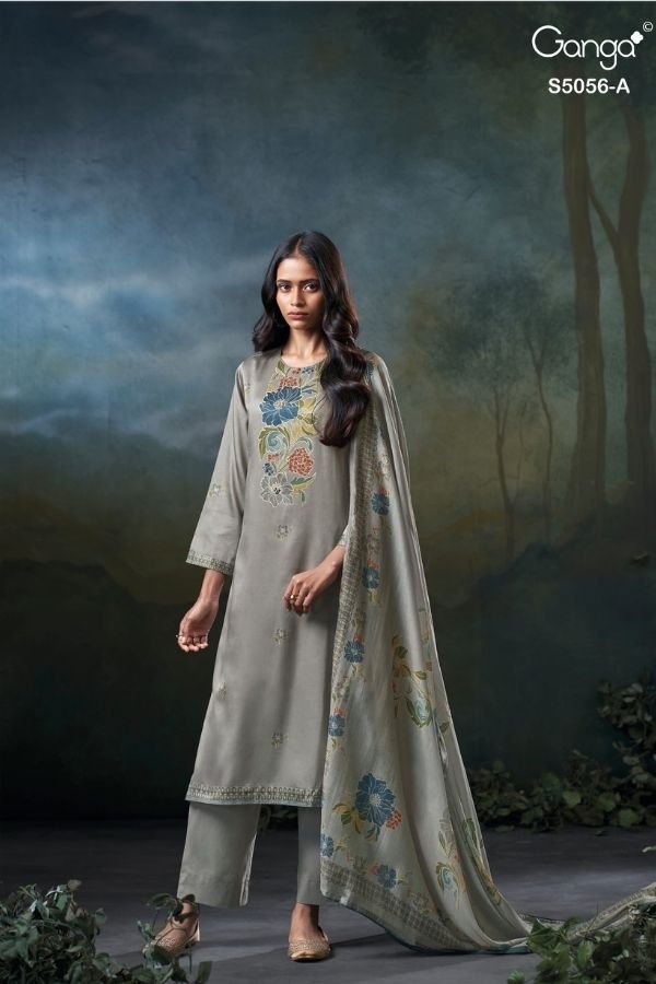 Ganga Fashion Ezria S5056 Cotton Satin Suit S5056-A