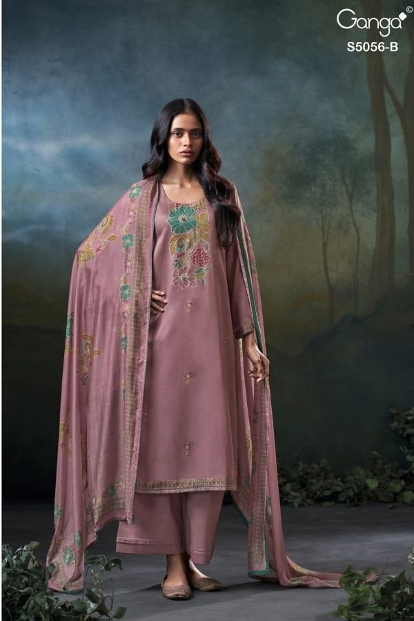 Ganga Fashion Ezria S5056 Cotton Satin Suit S5056-B