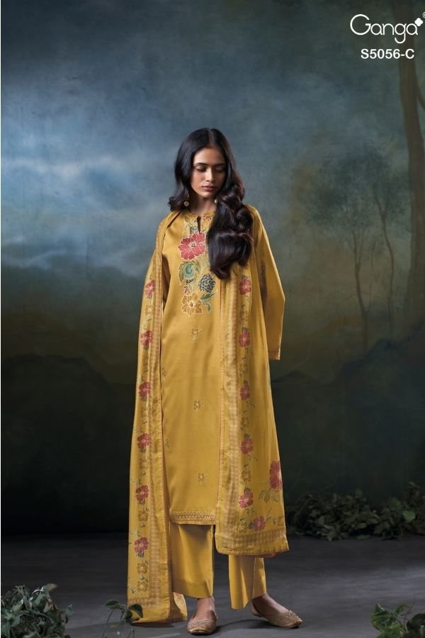 Ganga Fashion Ezria S5056 Cotton Satin Suit S5056-C