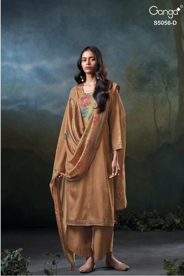 Ganga Fashion Ezria S5056 Cotton Satin Suit S5056-D
