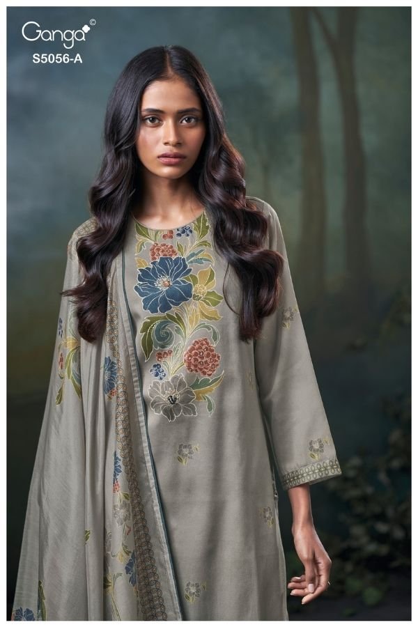 Ganga Fashion Ezria S5056 Cotton Satin Suit S5056-A