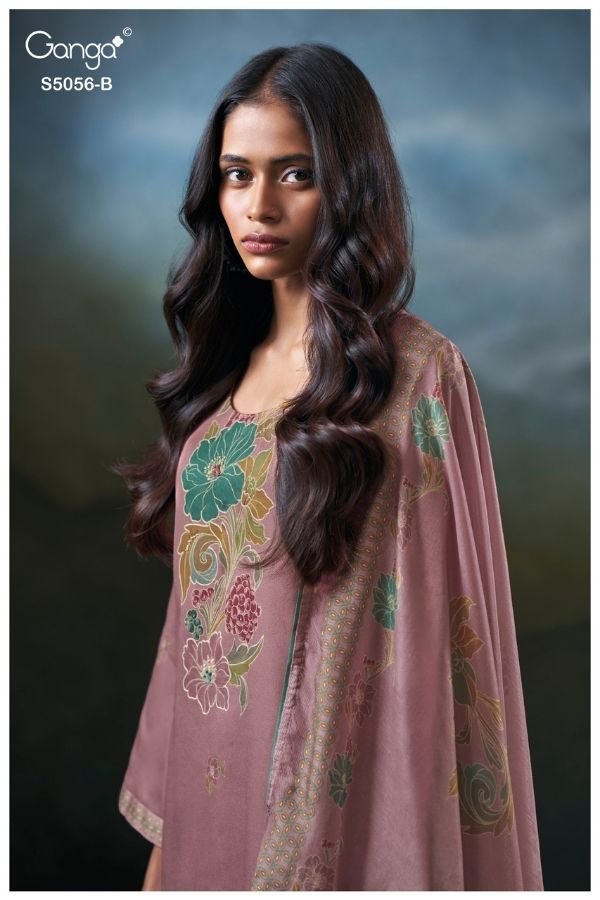 Ganga Fashion Ezria S5056 Cotton Satin Suit S5056-B