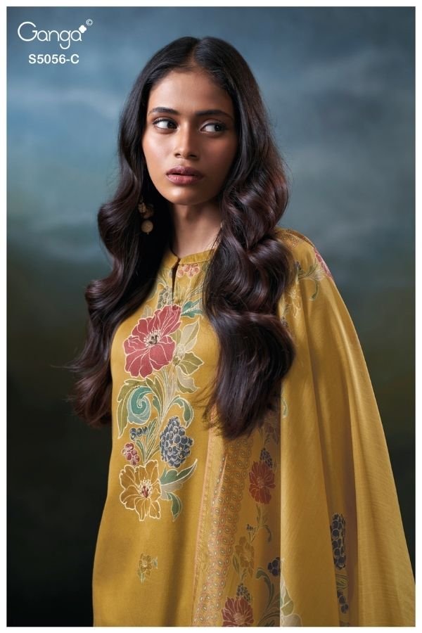 Ganga Fashion Ezria S5056 Cotton Satin Suit S5056-C