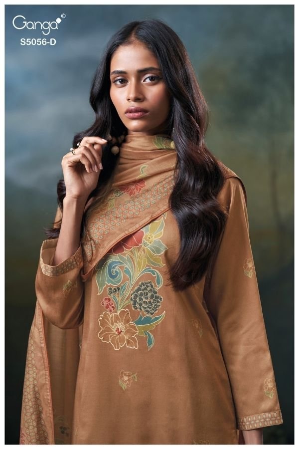 Ganga Fashion Ezria S5056 Cotton Satin Suit S5056-D