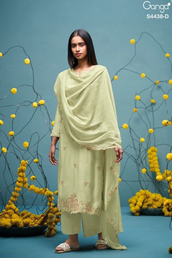 Ganga Fashion Firasha S4438 Premium Pure Silk Suit S4438-D