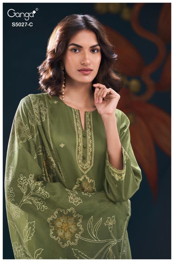Ganga Fashion Gulrukh S5027 Cotton Satin Suit S5027-C