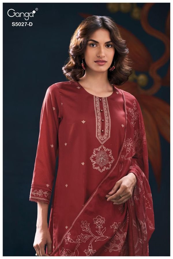 Ganga Fashion Gulrukh S5027 Cotton Satin Suit S5027-D