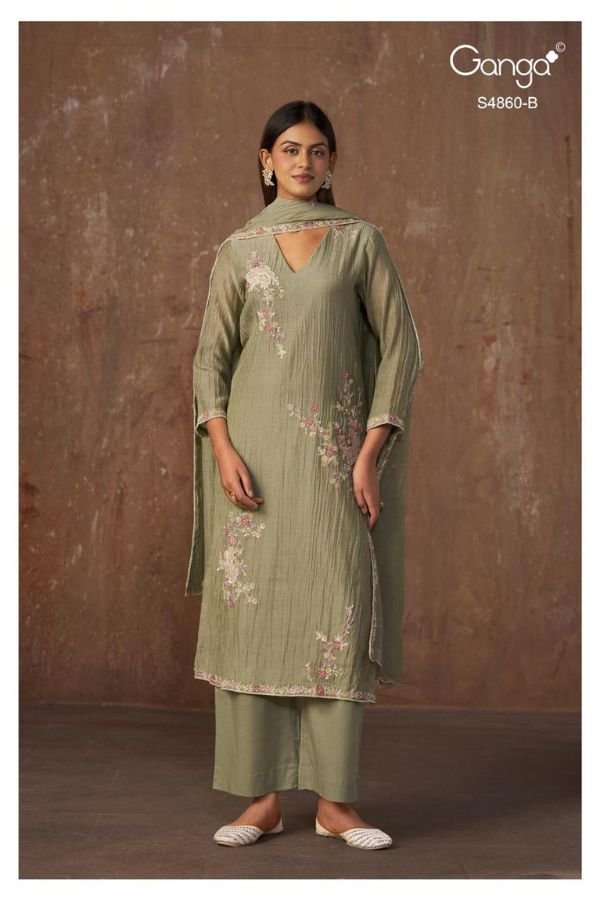 Ganga Fashion Indu S4860 Banarasi Mul Suit S4860-B