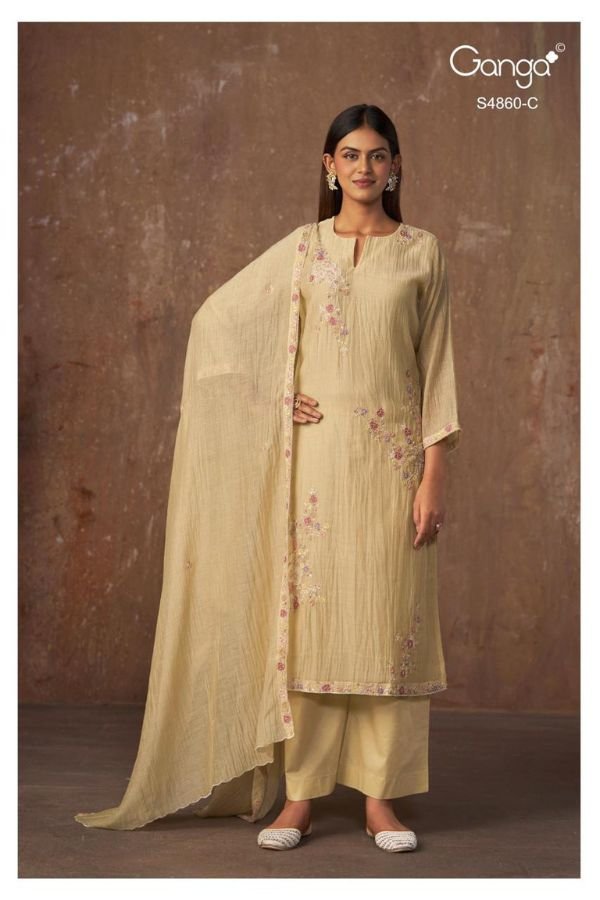 Ganga Fashion Indu S4860 Banarasi Mul Suit S4860-C
