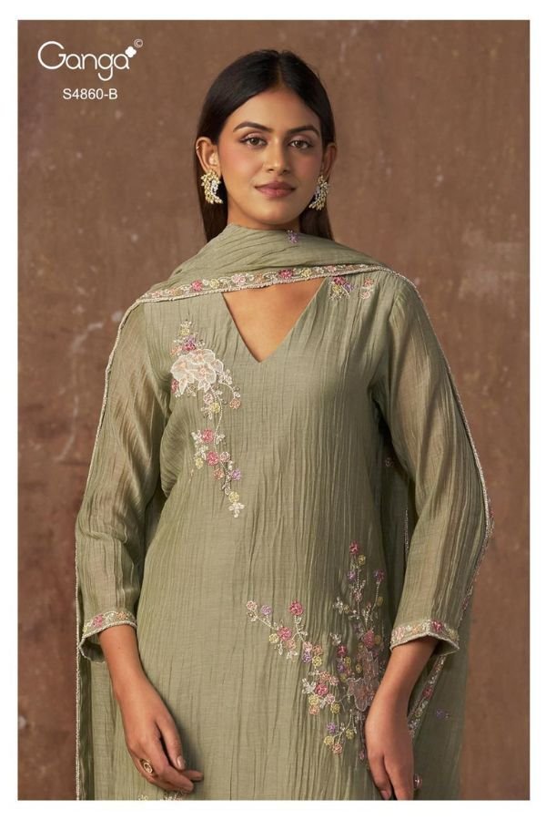 Ganga Fashion Indu S4860 Banarasi Mul Suit S4860-B