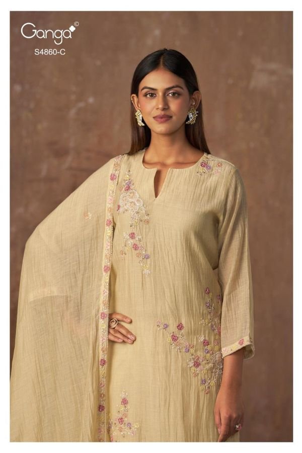Ganga Fashion Indu S4860 Banarasi Mul Suit S4860-C