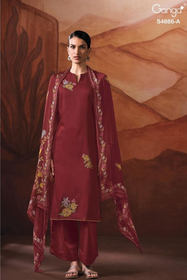 Ganga Fashion Jelyis S4886 Cotton Satin Suit S4886-A