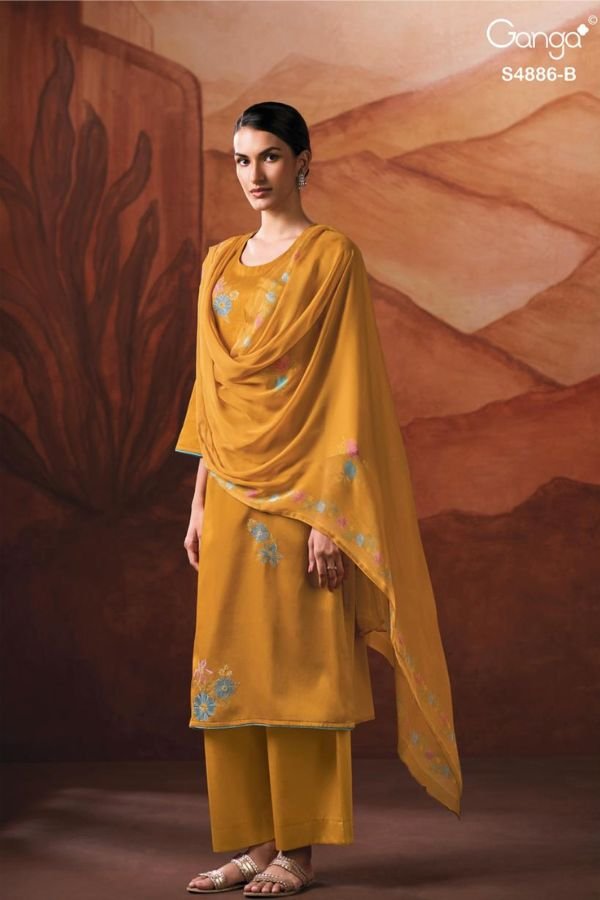 Ganga Fashion Jelyis S4886 Cotton Satin Suit S4886-B