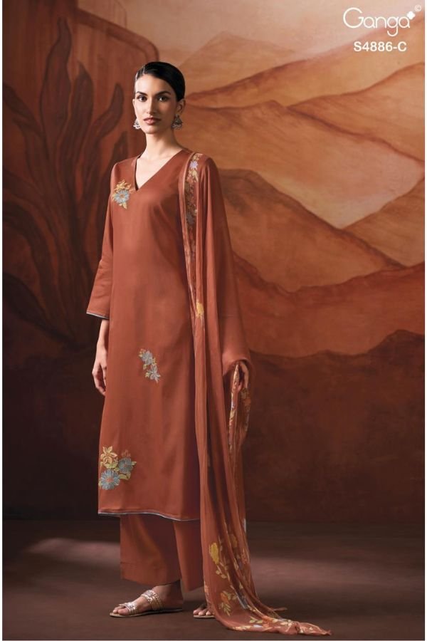 Ganga Fashion Jelyis S4886 Cotton Satin Suit S4886-C