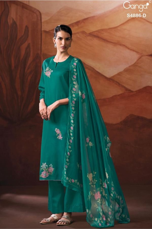 Ganga Fashion Jelyis S4886 Cotton Satin Suit S4886-D