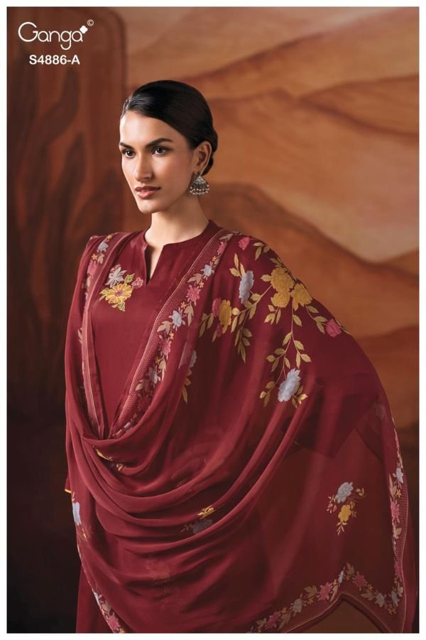 Ganga Fashion Jelyis S4886 Cotton Satin Suit S4886-A