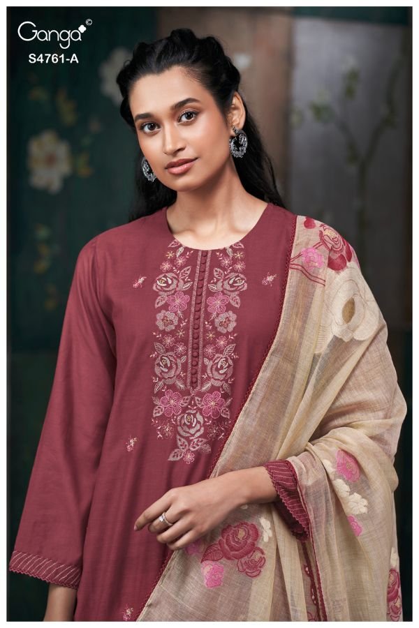 Ganga Fashion Kalista S4761 Silk Satin Ladies Suits S4761-A