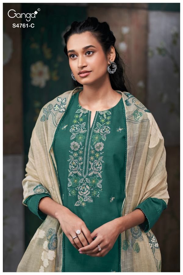 Ganga Fashion Kalista S4761 Silk Satin Ladies Suits S4761-C