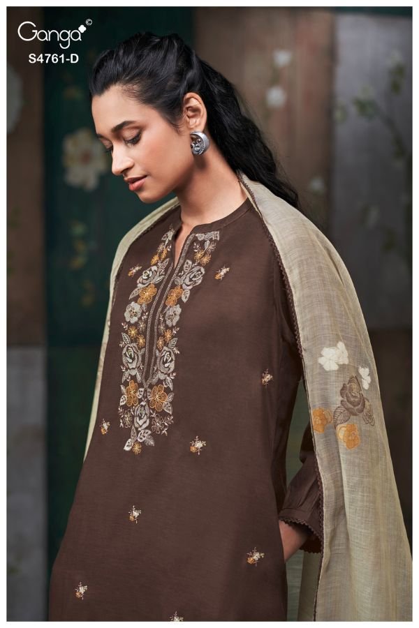 Ganga Fashion Kalista S4761 Silk Satin Ladies Suits S4761-D