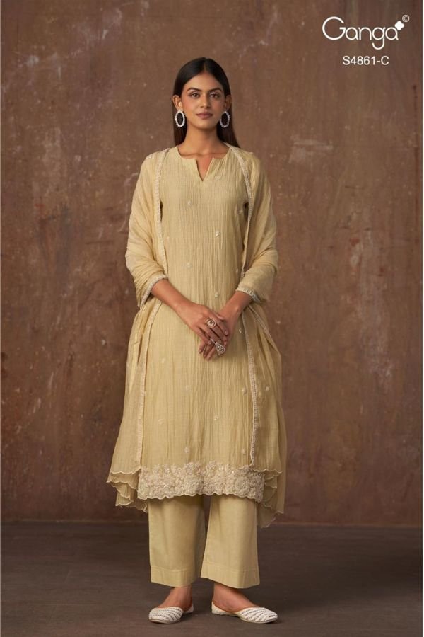 Ganga Fashion Kalyani S48561 Banarasi Mul Suit S4861-C