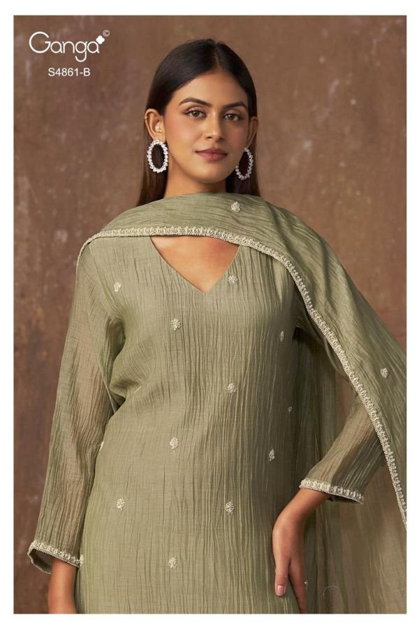 Ganga Fashion Kalyani S48561 Banarasi Mul Suit S4861-B