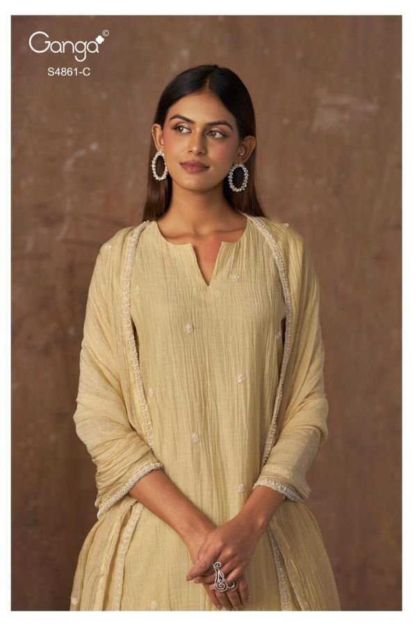 Ganga Fashion Kalyani S48561 Banarasi Mul Suit S4861-C