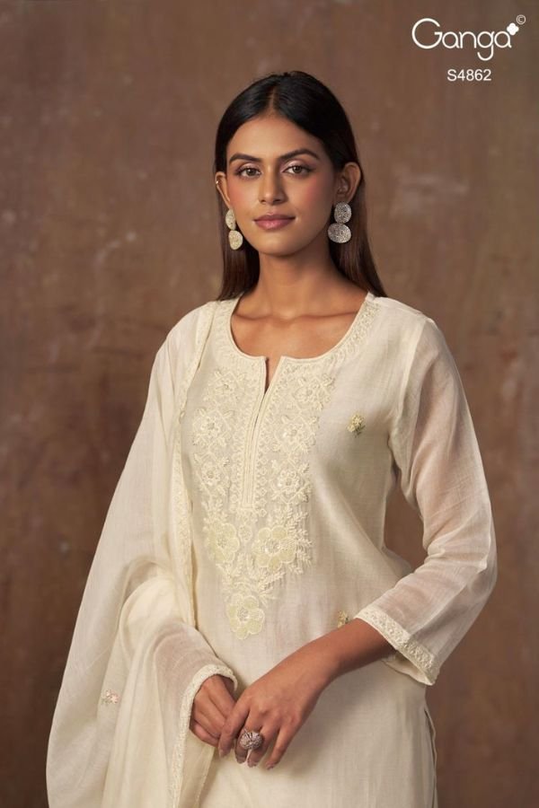 Ganga Fashion Kiran S4862 Banarasi Mul Suit S4862