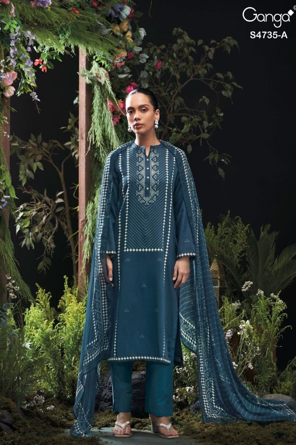 Ganga Fashion Kiyanshi S4735 Cotton Satin Suit S4735-A