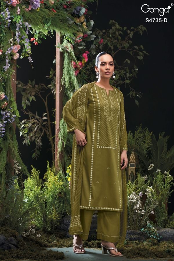 Ganga Fashion Kiyanshi S4735 Cotton Satin Suit S4735-D