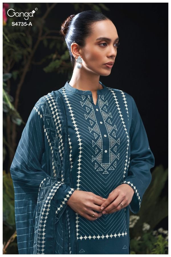 Ganga Fashion Kiyanshi S4735 Cotton Satin Suit S4735-A